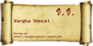 Vargha Vencel névjegykártya